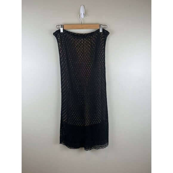 J‎ Jill Skirt Black Crochet Lace Overlay Sz Sm Midi Witchy Goth Adjustable Waist - Picture 1 of 8